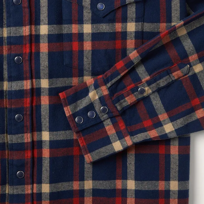 Stetson Western Shirts Men Brushed Twill Plaid Shirt Blue