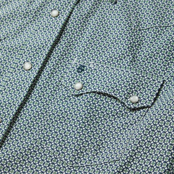 Stetson Western Shirts Men Circle Diamond Print Short Sleeve Western Shirt Green
