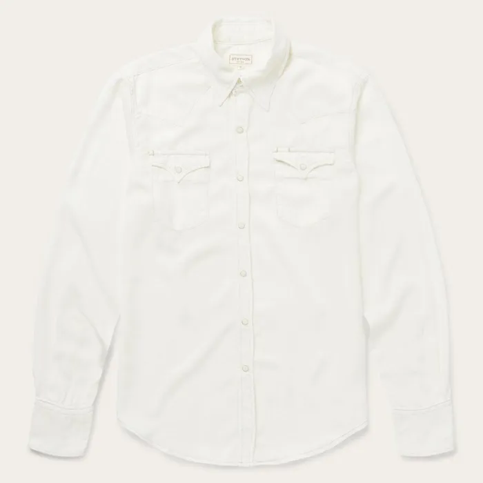 Stetson Western Shirts Men Cream Tencel Twill Shirt White