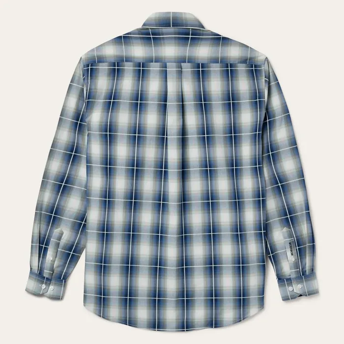 Stetson Western Shirts Men Crystal Plaid Button Down Shirt Blue