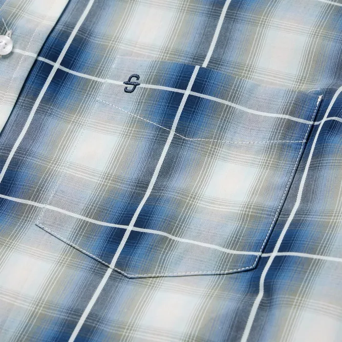 Stetson Western Shirts Men Crystal Plaid Button Down Shirt Blue