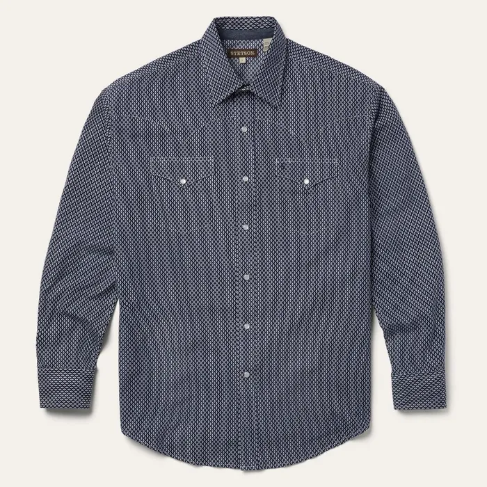 Stetson Western Shirts Men Diamond Geo Western Shirt Blue