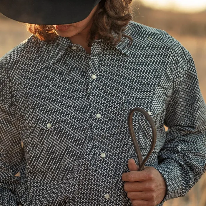 Stetson Western Shirts Men Diamond Geo Western Shirt Blue