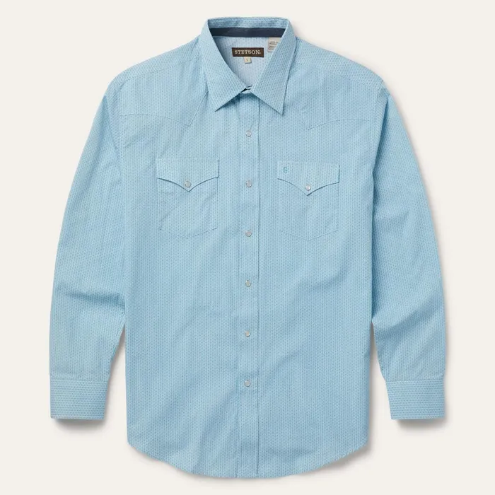 Stetson Western Shirts Men Geo Western Shirt Blue