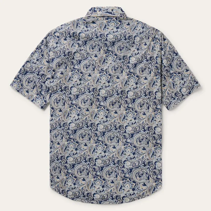 Stetson Western Shirts Men Greenspring Paisley Short Sleeve Western Shirt Blue