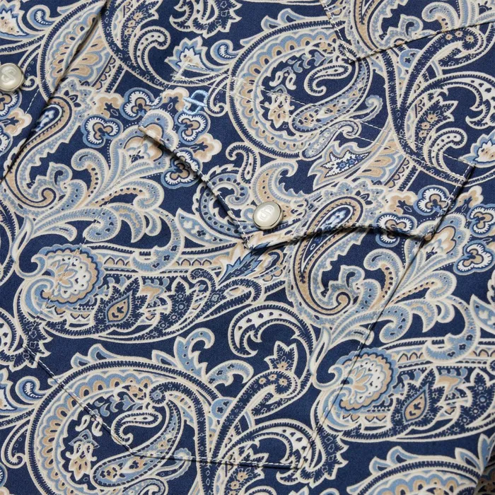 Stetson Western Shirts Men Greenspring Paisley Short Sleeve Western Shirt Blue