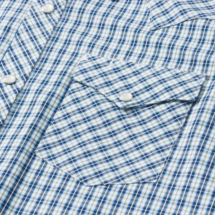 Stetson Western Shirts Men Modern Snap Front Shirt In Mini Check Blue