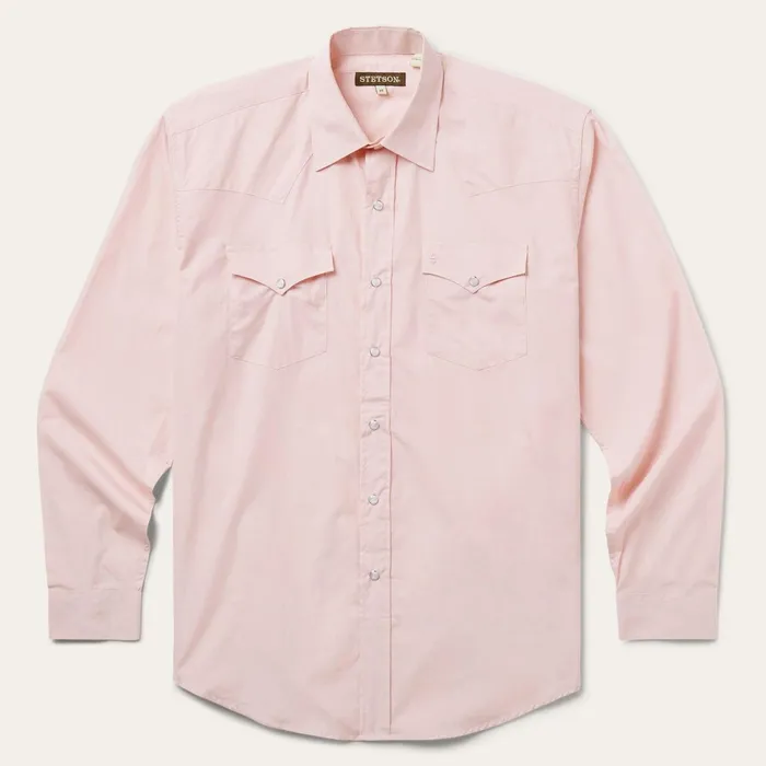 Stetson Western Shirts Men Pink EndOnEnd Western Shirt Pink