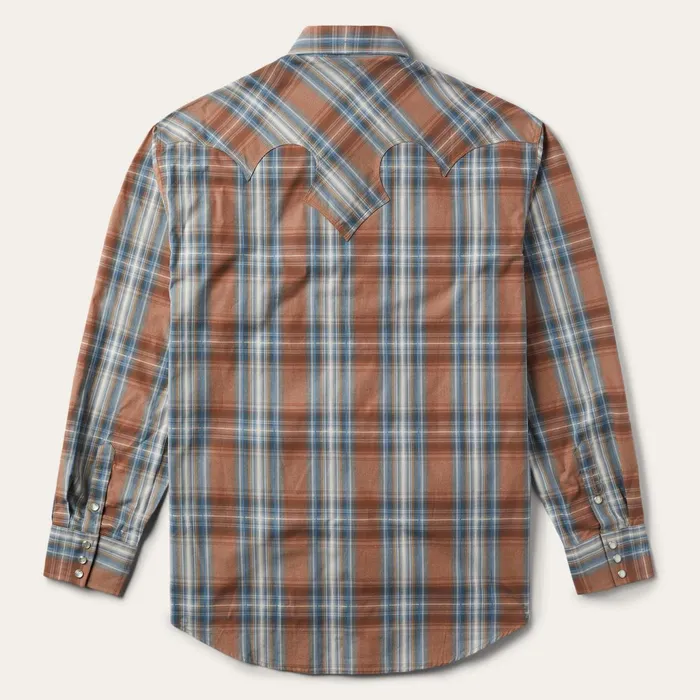 Stetson Western Shirts Men Rustic Plaid Western Shirt Brown