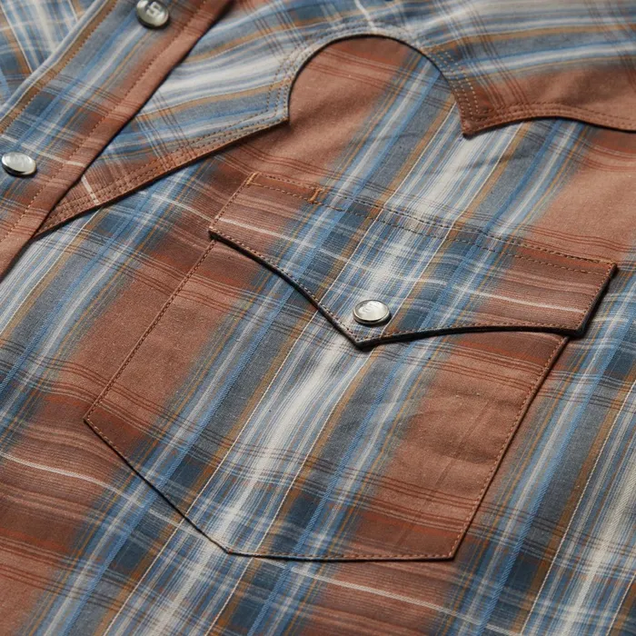 Stetson Western Shirts Men Rustic Plaid Western Shirt Brown