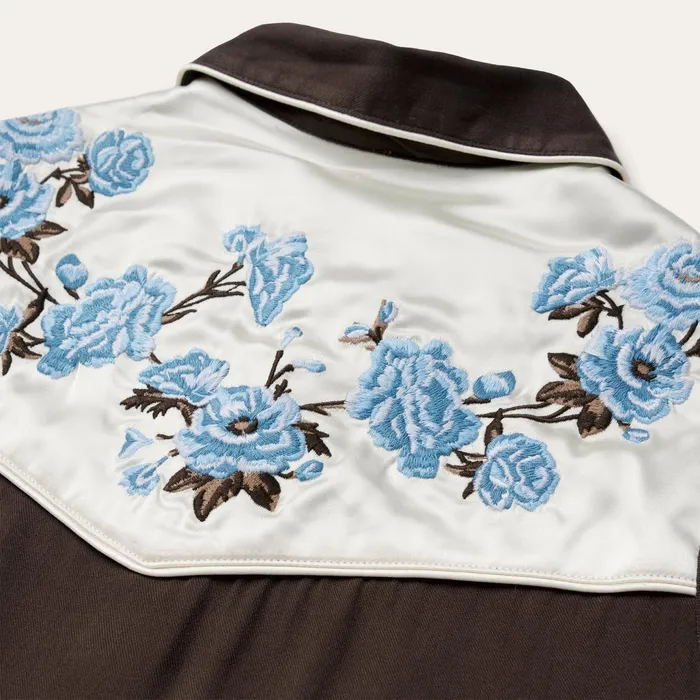 Stetson Western Shirts Women Embroidered Rayon Western Shirt Brown