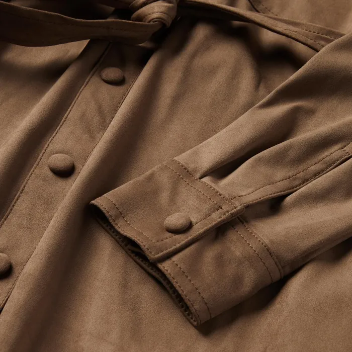 Stetson Western Shirts Women Khaki Suede Western Shirt Tan