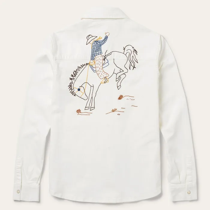 Stetson Western Shirts Women Western Embroidered Denim Shirt White