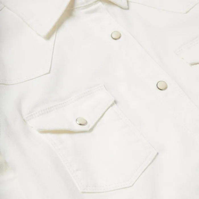 Stetson Western Shirts Women Western Embroidered Denim Shirt White