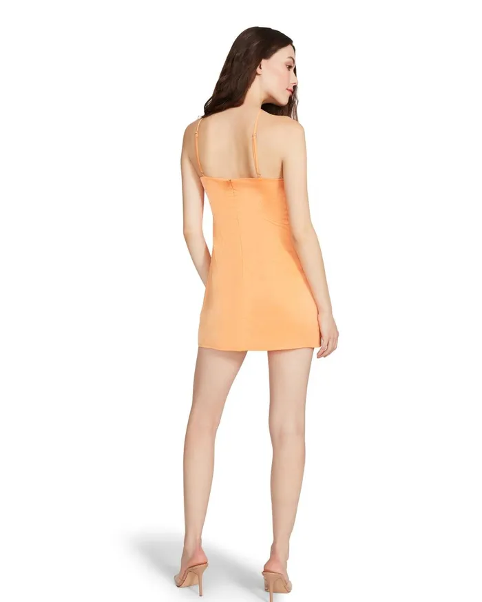 Steve Madden Asymmetrical Satin Slip Dress Orange Womens Dresses
