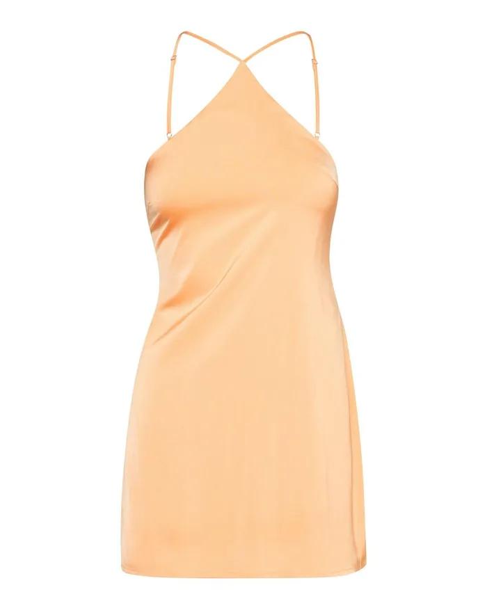 Steve Madden Asymmetrical Satin Slip Dress Orange Womens Dresses