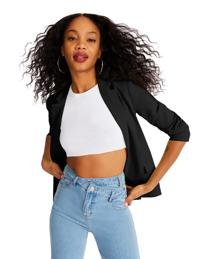 Steve Madden Blazer Black Womens Jackets and Coats