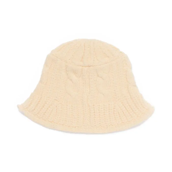 Steve Madden Cable Knit Bucket Hat Ivory Womens Hats and Hair Accessories