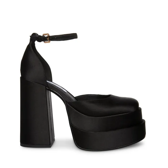 Steve Madden Charlize Black Satin Womens Platforms