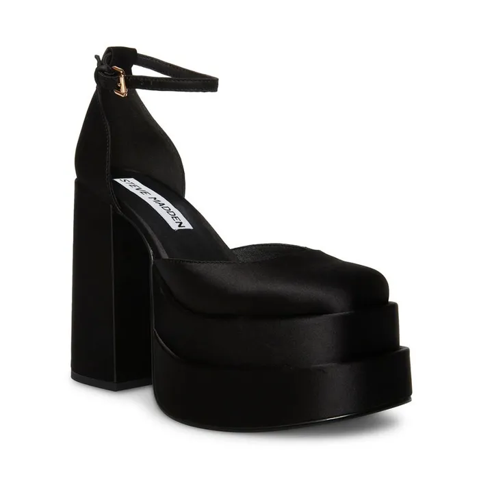 Steve Madden Charlize Black Satin Womens Platforms Steve Madden Charlize Black Satin Womens Platforms