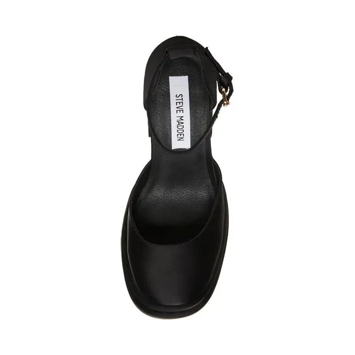 Steve Madden Charlize Black Satin Womens Platforms Steve Madden Charlize Black Satin Womens Platforms