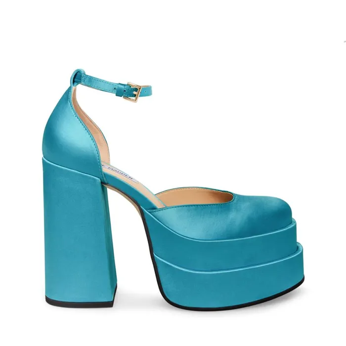 Steve Madden Charlize Blue Satin Womens Platforms