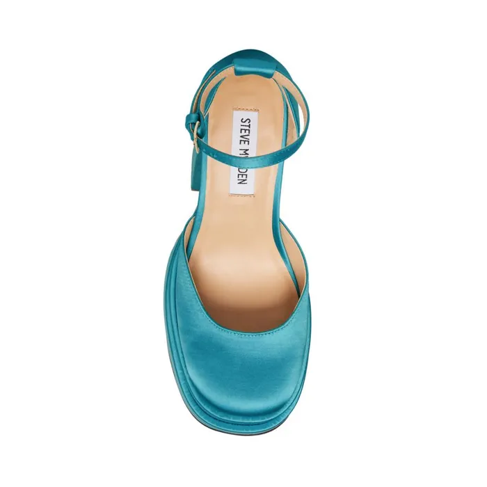 Steve Madden Charlize Blue Satin Womens Platforms Steve Madden Charlize Blue Satin Womens Platforms