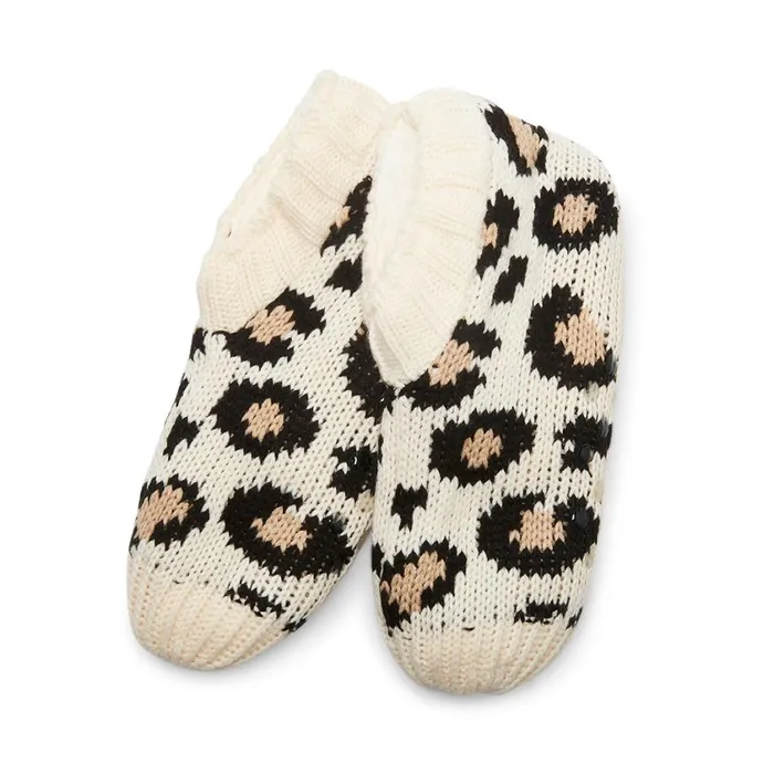 Steve Madden Cozy Bootie Socks Leopard Womens Socks and Tights