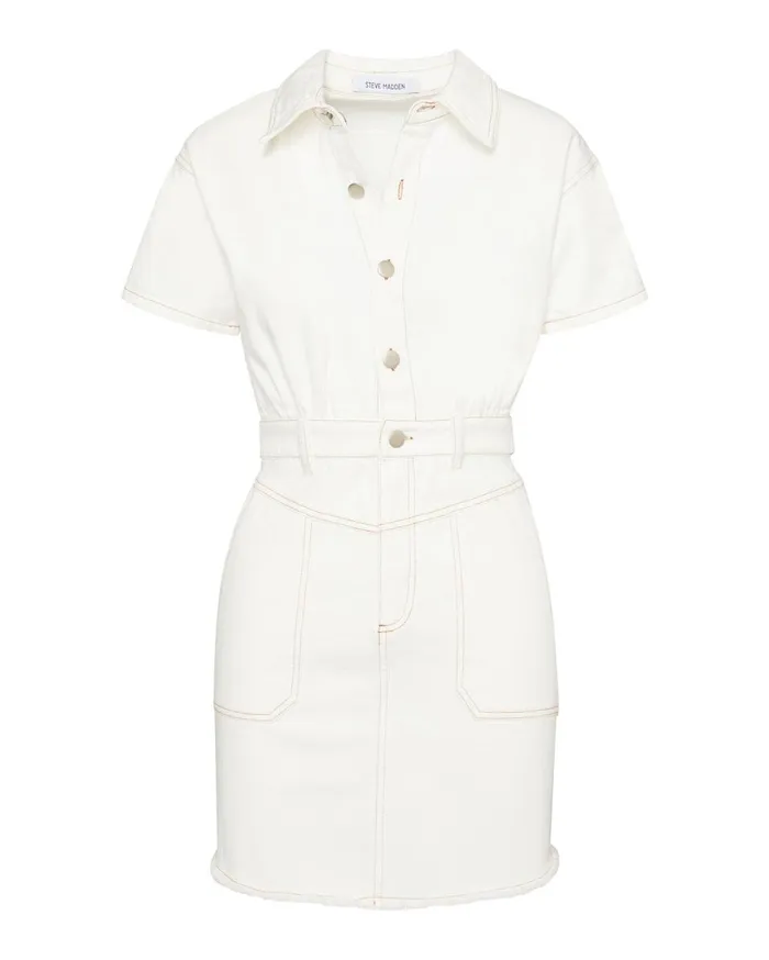 Steve Madden Denim Button Up Dress White Womens Dresses Steve Madden Denim Button Up Dress White Womens Dresses