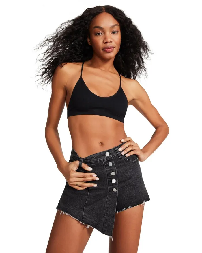 Steve Madden Denim Skort Black Womens Bottoms