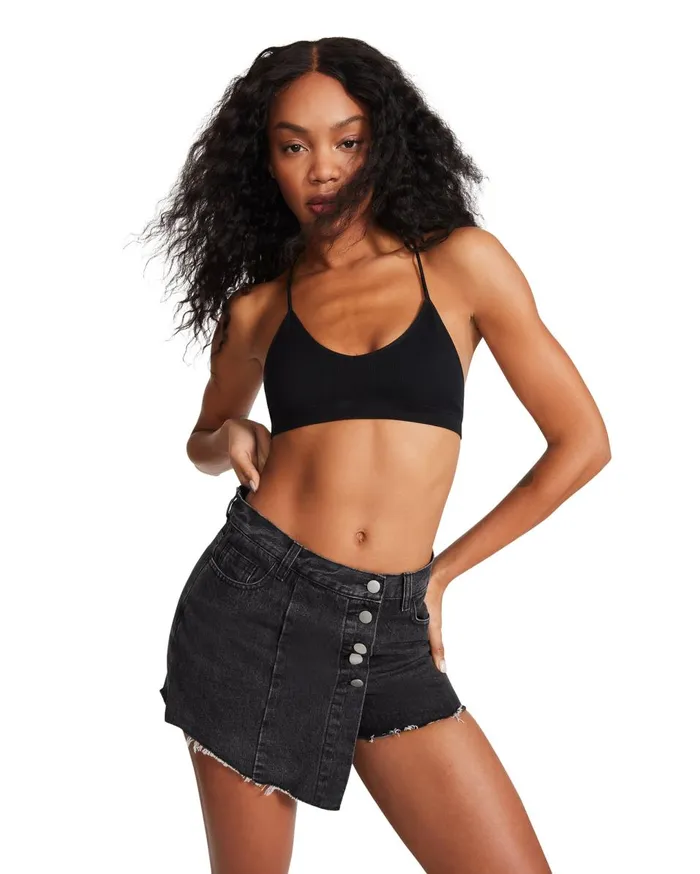Steve Madden Denim Skort Black Womens Bottoms