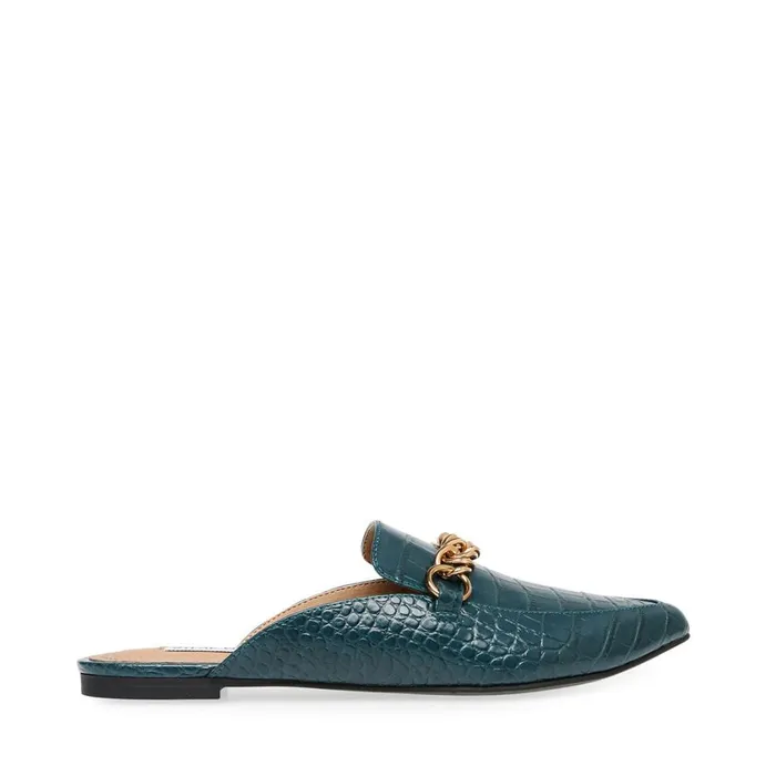 Steve Madden Foreseen Turquoise Crocodile Womens Flats