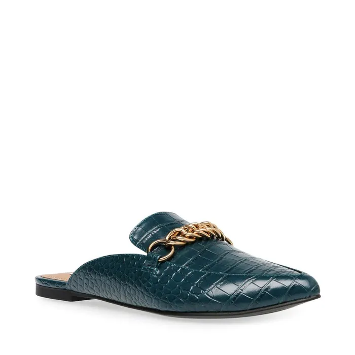 Steve Madden Foreseen Turquoise Crocodile Womens Flats