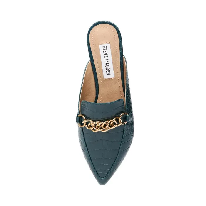 Steve Madden Foreseen Turquoise Crocodile Womens Flats
