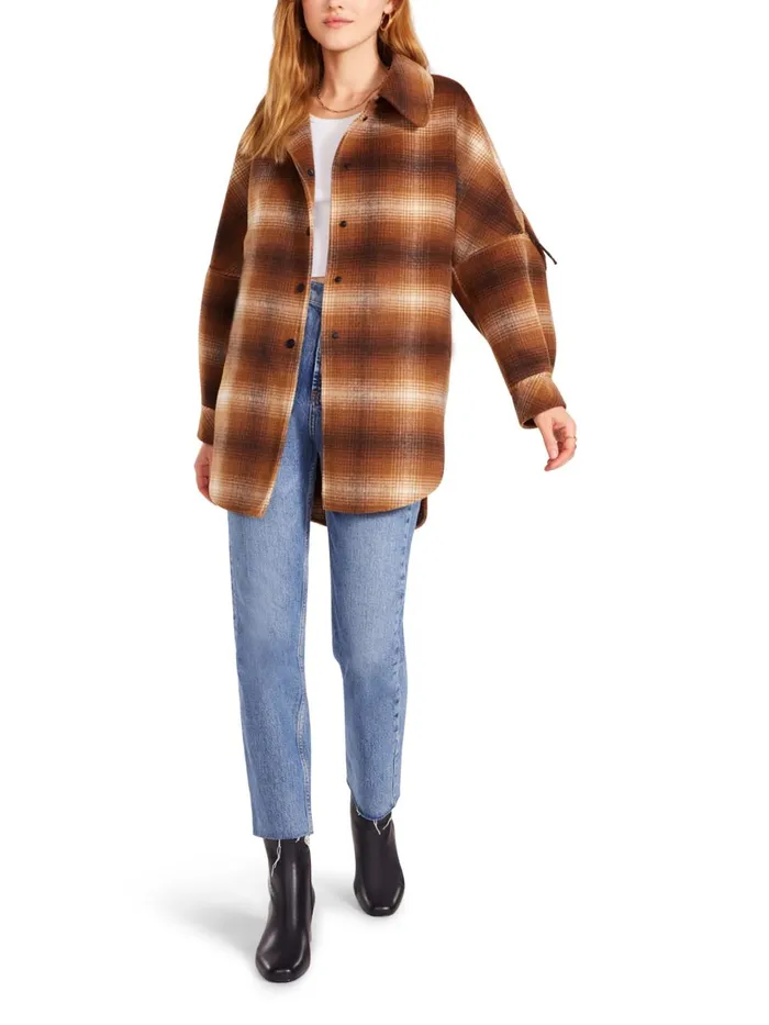 Steve Madden Fringe With Benefits Coat Brown Womens Jackets and Coats