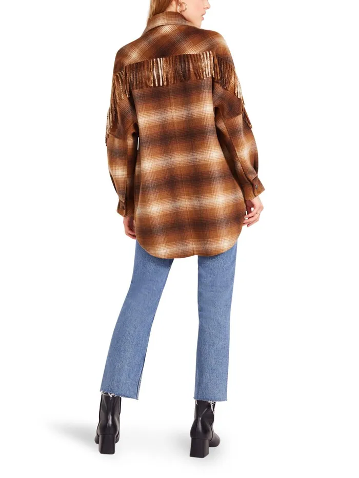 Steve Madden Fringe With Benefits Coat Brown Womens Jackets and Coats