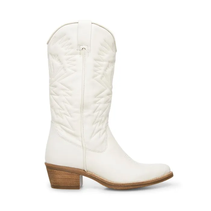 Steve Madden Hayward White Leather Womens Boots