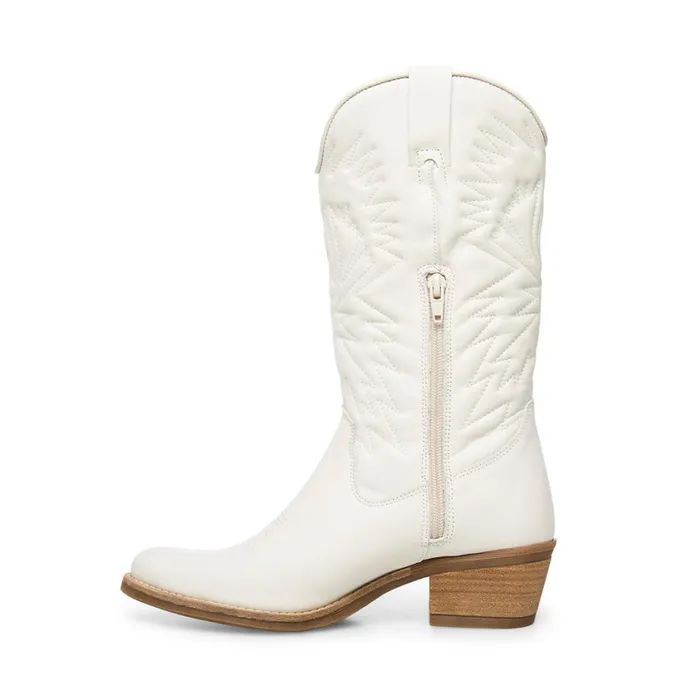 Steve Madden Hayward White Leather Womens Boots Steve Madden Hayward White Leather Womens Boots