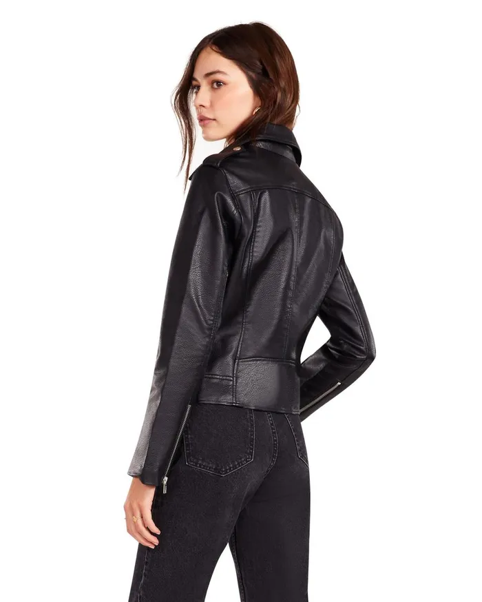 Steve Madden Just Ride Vegan Leather Jacket Black Womens Jackets and Coats