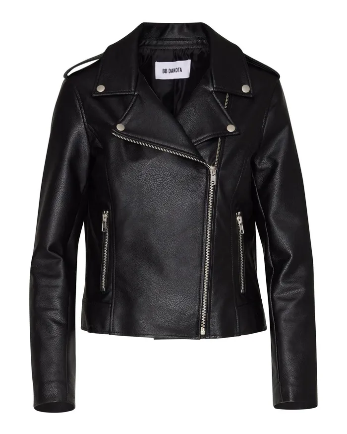 Steve Madden Just Ride Vegan Leather Jacket Black Womens Jackets and Coats