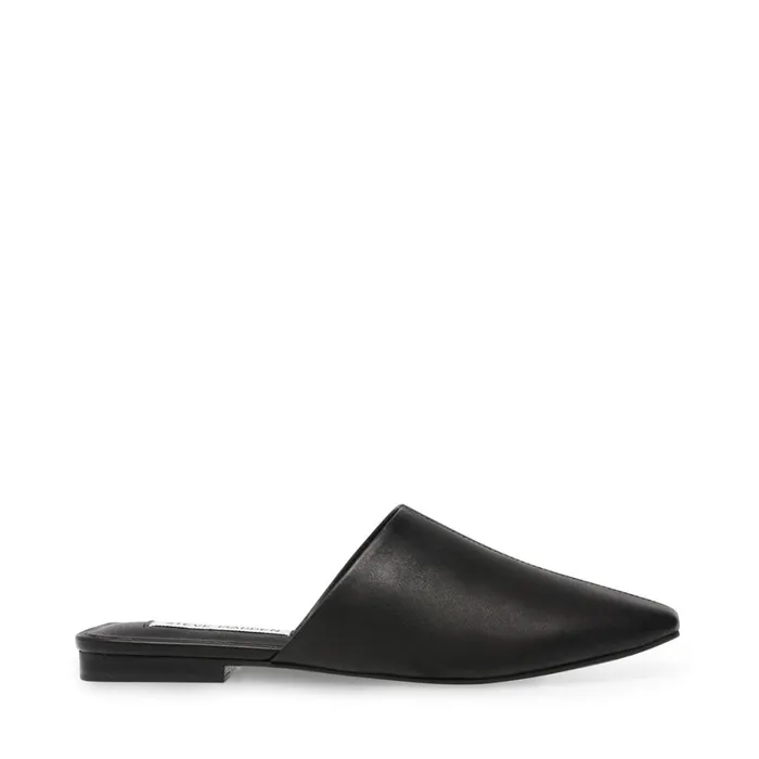 Steve Madden Kalvin Black Leather Womens Flats
