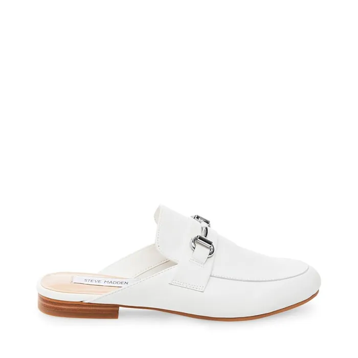 Steve Madden Kandi White Leather Womens Flats