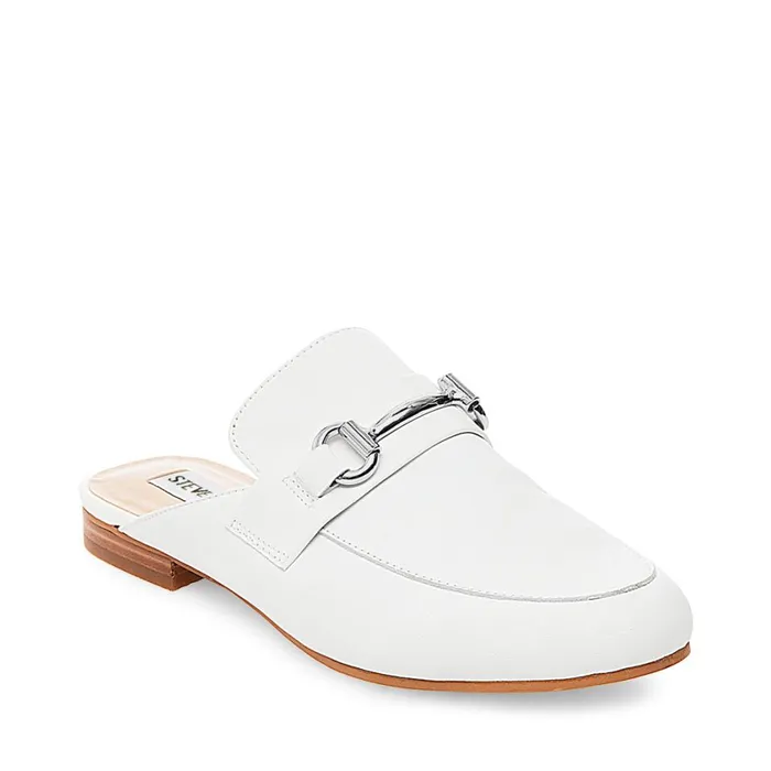 Steve Madden Kandi White Leather Womens Flats