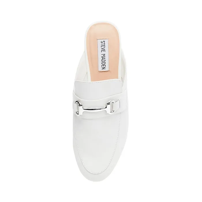 Steve Madden Kandi White Leather Womens Flats
