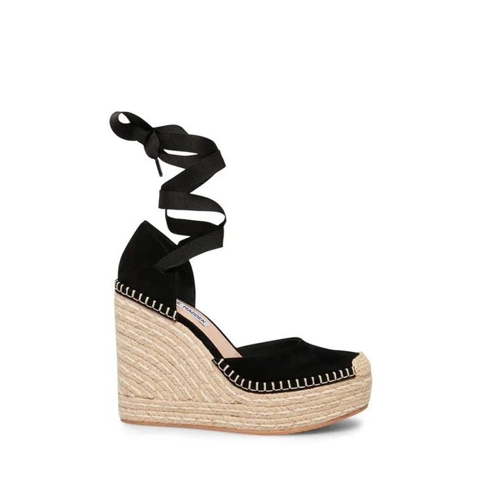 Steve Madden Lani Black Suede Womens Wedges
