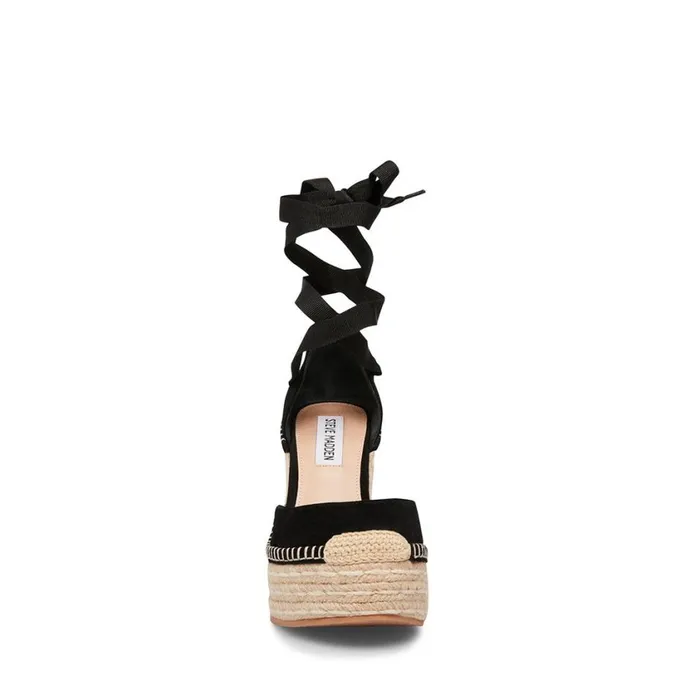 Steve Madden Lani Black Suede Womens Wedges