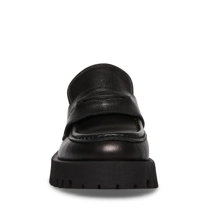 Steve Madden Lawrence Black Leather Womens Loafers