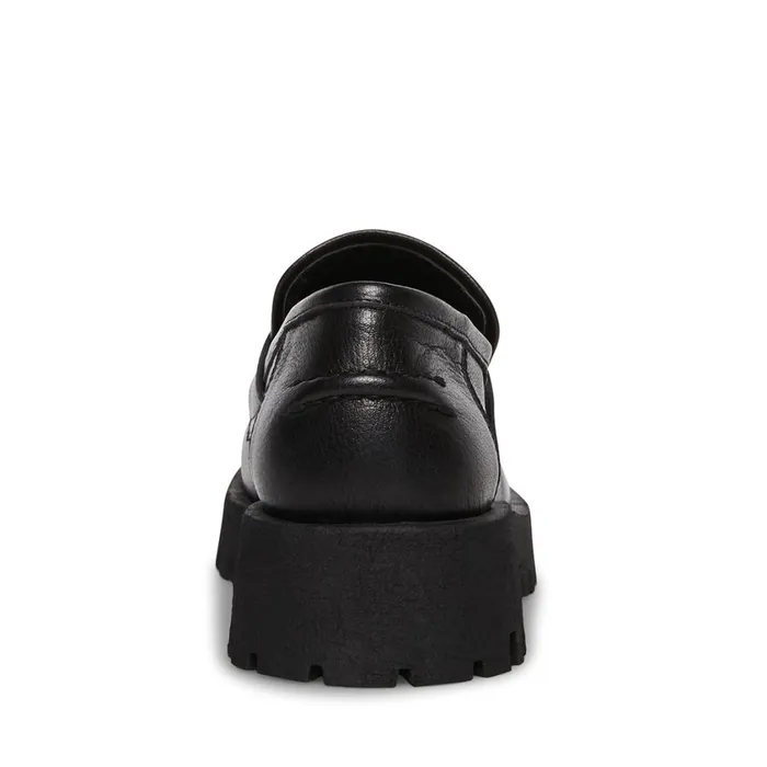 Steve Madden Lawrence Black Leather Womens Loafers