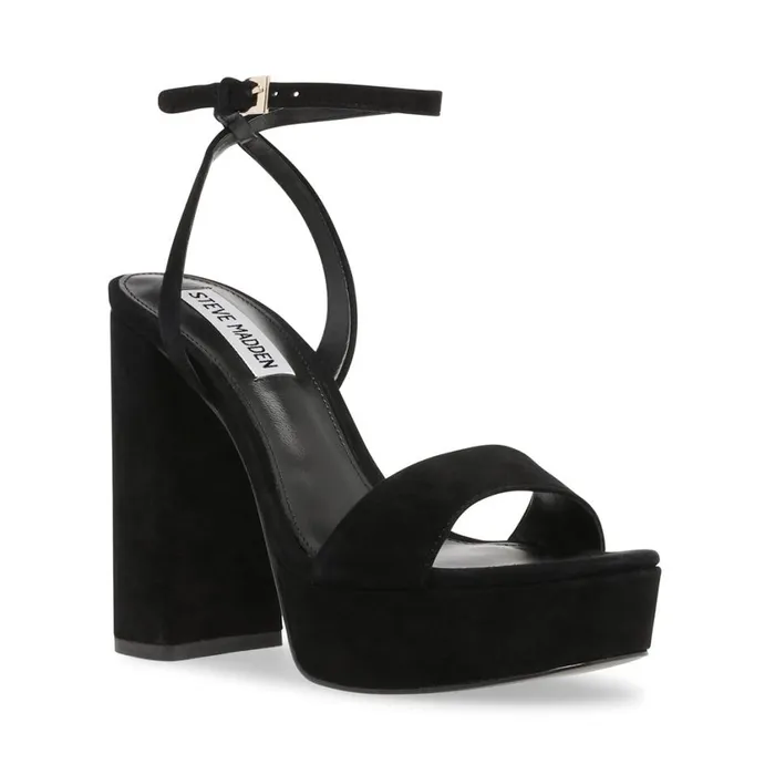 Steve Madden Lessa Black Suede Womens Heels