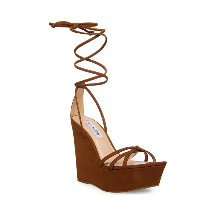 Steve Madden Linda Cognac Nubuck Womens Wedges Steve Madden Linda Cognac Nubuck Womens Wedges